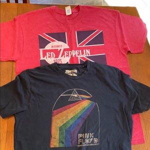 2 Mens L band t-shirts (Led Zeppelin & Pink Floyd)